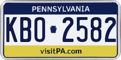 PA license plate KBO2582