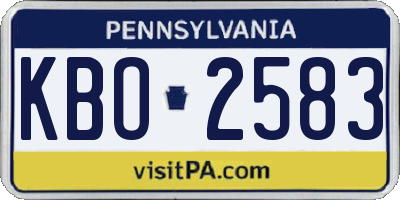 PA license plate KBO2583