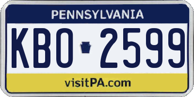 PA license plate KBO2599