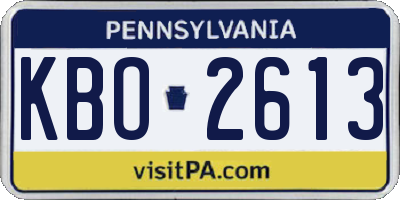 PA license plate KBO2613