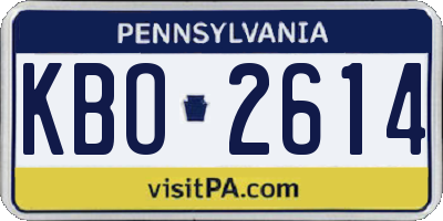 PA license plate KBO2614