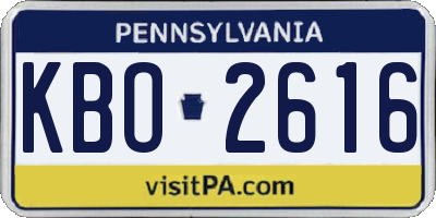 PA license plate KBO2616
