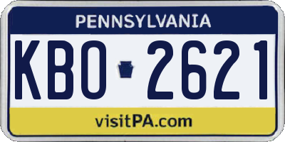 PA license plate KBO2621