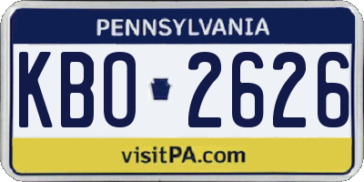 PA license plate KBO2626