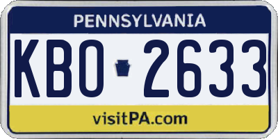PA license plate KBO2633