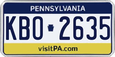 PA license plate KBO2635