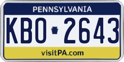 PA license plate KBO2643