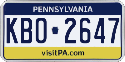PA license plate KBO2647