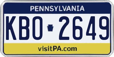 PA license plate KBO2649