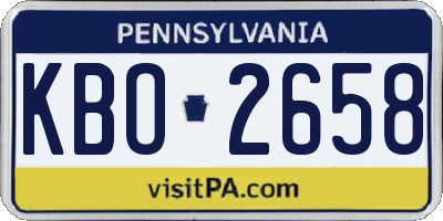 PA license plate KBO2658