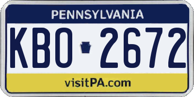 PA license plate KBO2672