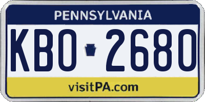 PA license plate KBO2680