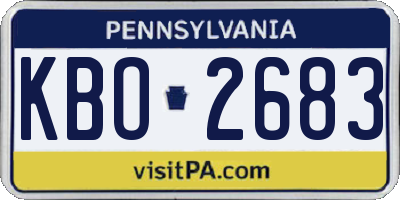 PA license plate KBO2683