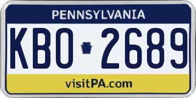 PA license plate KBO2689