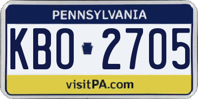 PA license plate KBO2705