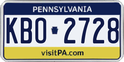 PA license plate KBO2728
