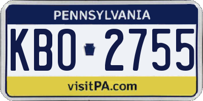 PA license plate KBO2755