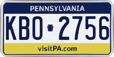 PA license plate KBO2756