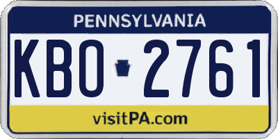 PA license plate KBO2761