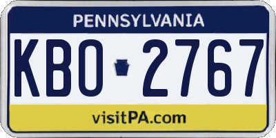 PA license plate KBO2767
