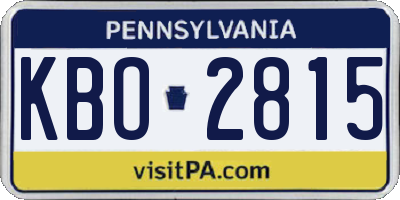 PA license plate KBO2815