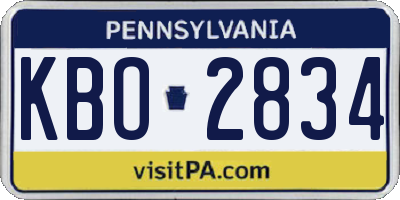 PA license plate KBO2834