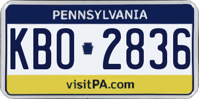 PA license plate KBO2836