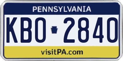 PA license plate KBO2840