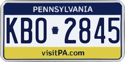 PA license plate KBO2845