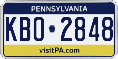 PA license plate KBO2848