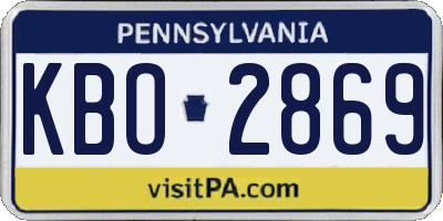 PA license plate KBO2869