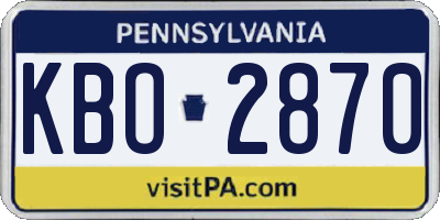 PA license plate KBO2870