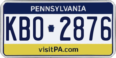 PA license plate KBO2876