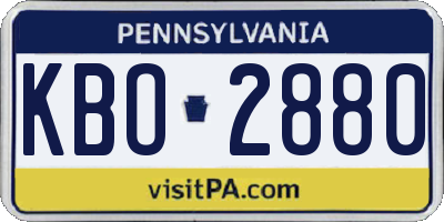 PA license plate KBO2880