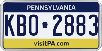 PA license plate KBO2883