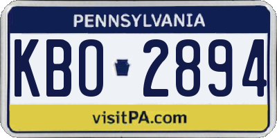 PA license plate KBO2894