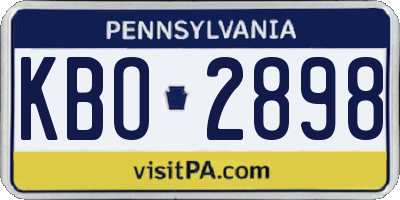 PA license plate KBO2898