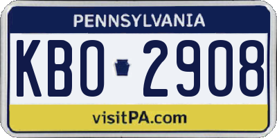 PA license plate KBO2908