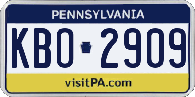 PA license plate KBO2909