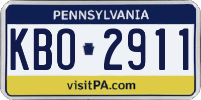 PA license plate KBO2911