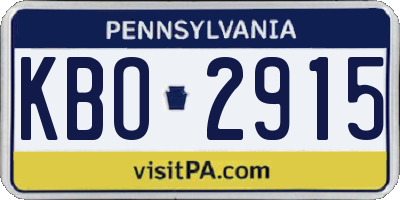PA license plate KBO2915
