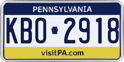 PA license plate KBO2918