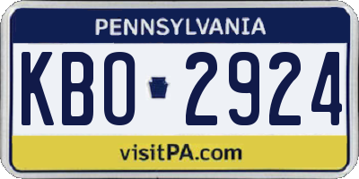 PA license plate KBO2924