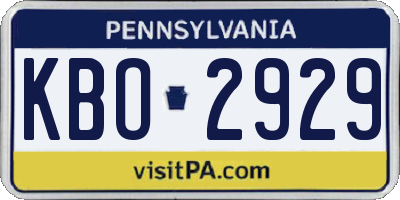 PA license plate KBO2929