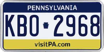 PA license plate KBO2968