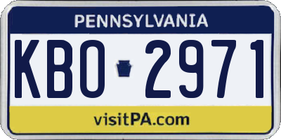PA license plate KBO2971