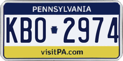 PA license plate KBO2974