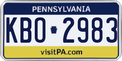 PA license plate KBO2983