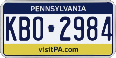 PA license plate KBO2984