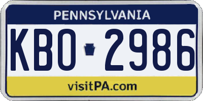 PA license plate KBO2986